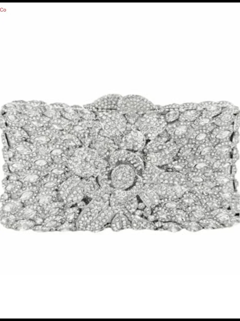 Rhinestone Floral Evening Clutch with Detachable Chain Faux PU Lining